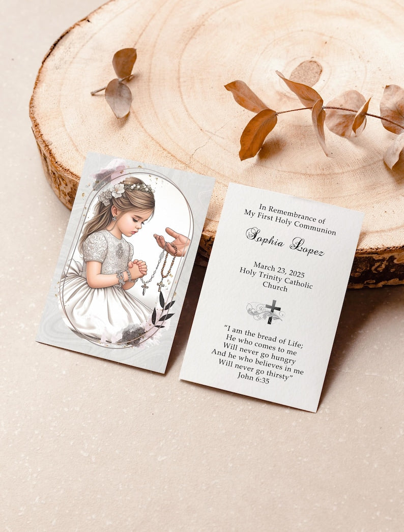 Personalized Italian First Holy Communion Remembrance Cards Communion Girl LOT of 8 cards