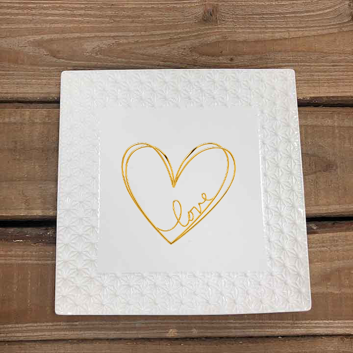 White 7 Inch Square Ceramic Serving Platter Sicilian Fig Pattern Design