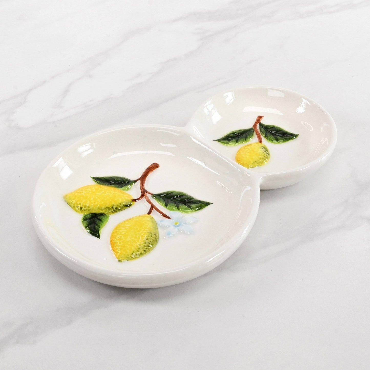 Hand-Painted Lemons 2 Section Platter