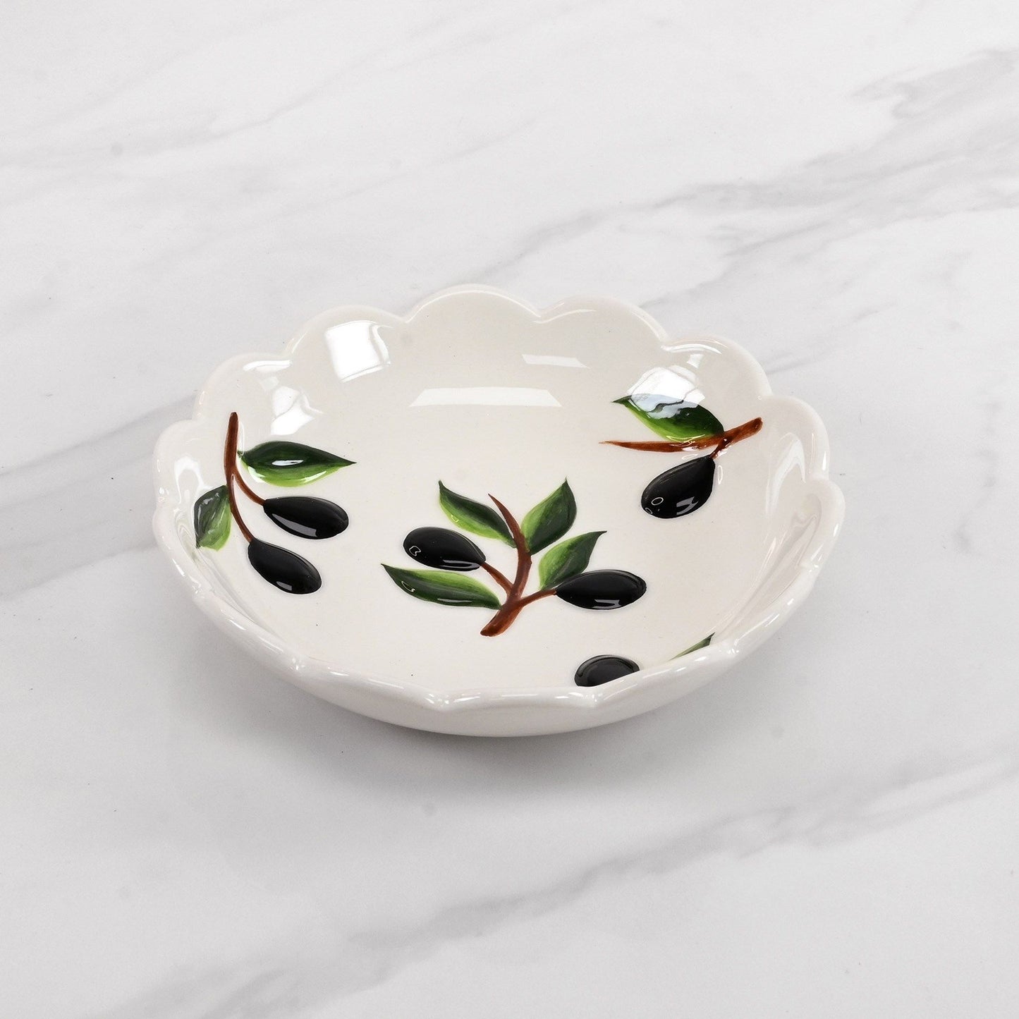 Hand-Painted round Italian Ceramic Olive Bowl