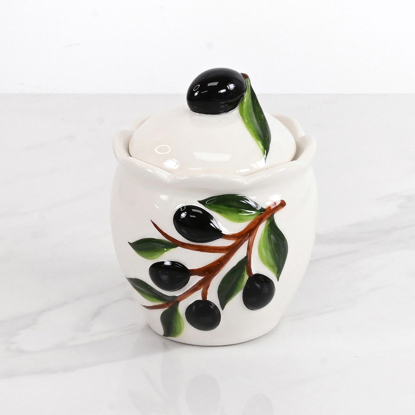 Hand-Painted round Italian Ceramic Olive bowl