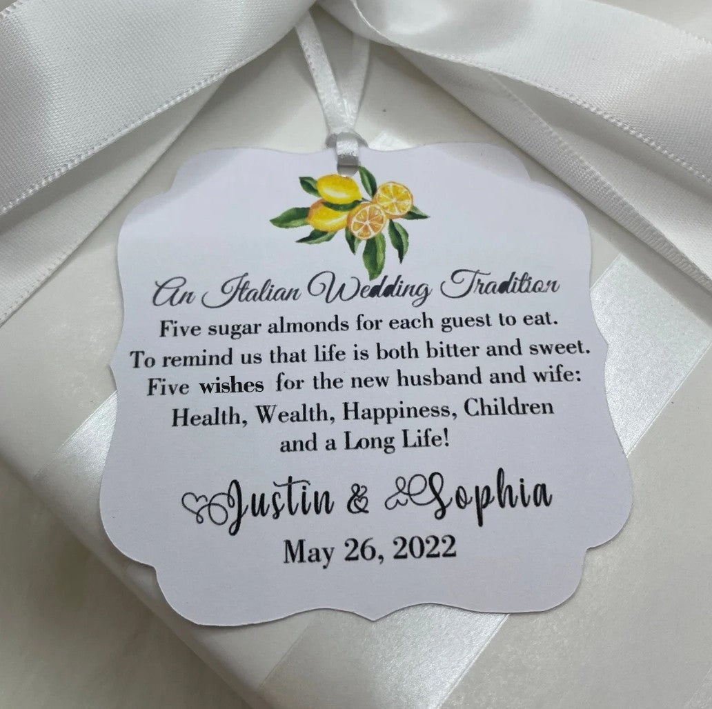 Elegant Personalized Italian Wedding Tags | Custom Favor Tags for Weddings