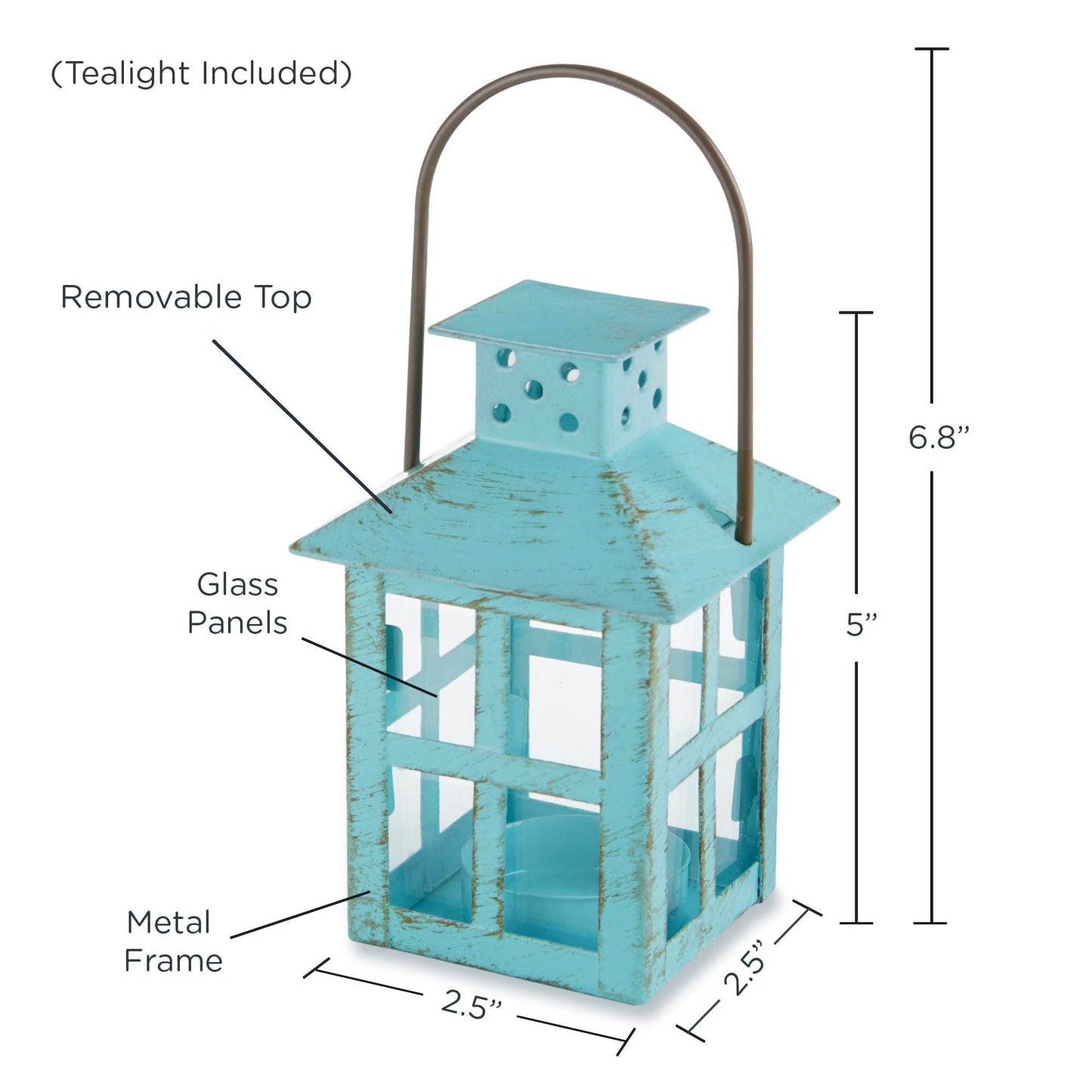 Vintage Blue Distressed Lantern - Small