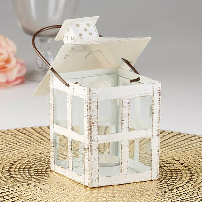 Vintage White Distressed Lantern - Medium