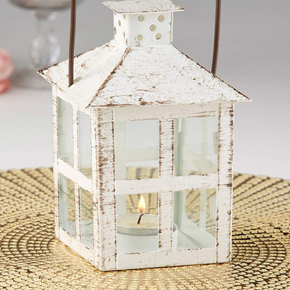Vintage White Distressed Lantern - Medium