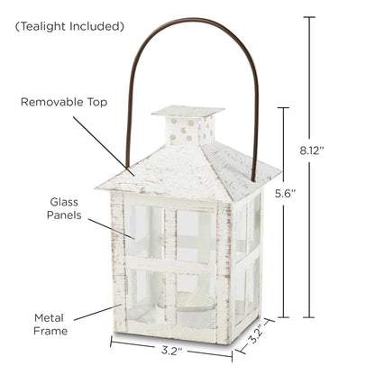Vintage White Distressed Lantern - Medium