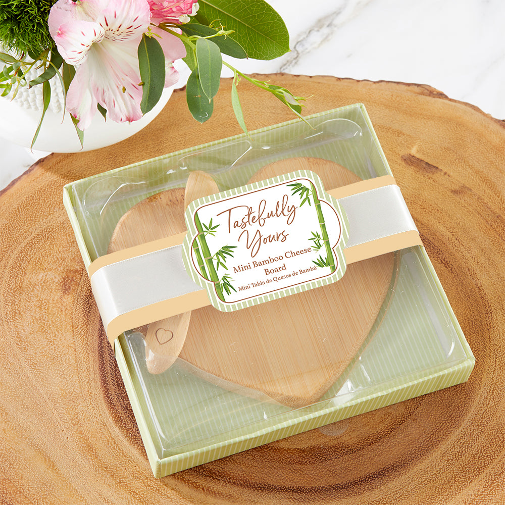 "Tastefully Yours" Heart Shaped Bamboo Cheese Board