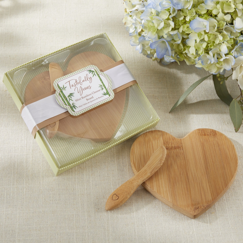 "Tastefully Yours" Heart Shaped Bamboo Cheese Board