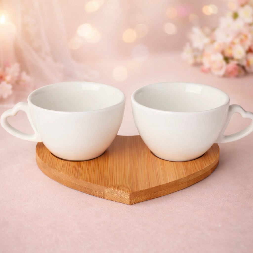 Sogno D'Oro Bamboo Heart Theme Espresso Cups Set of 2