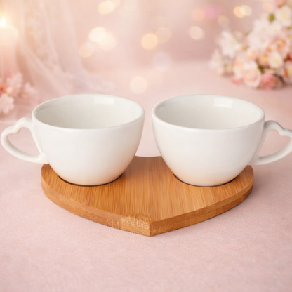 Sogno D'Oro Bamboo Heart Theme Espresso Cups Set of 2