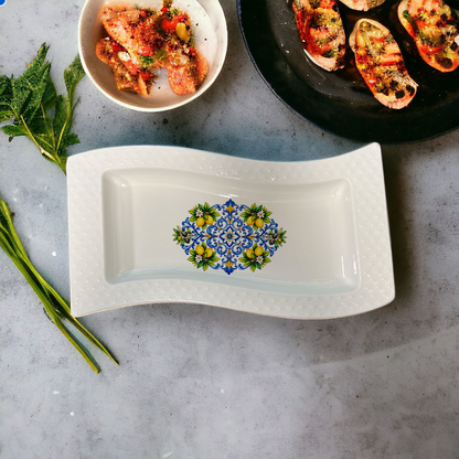 12 Inch Ceramic Rectangular Serving Platter Charcuterie Board