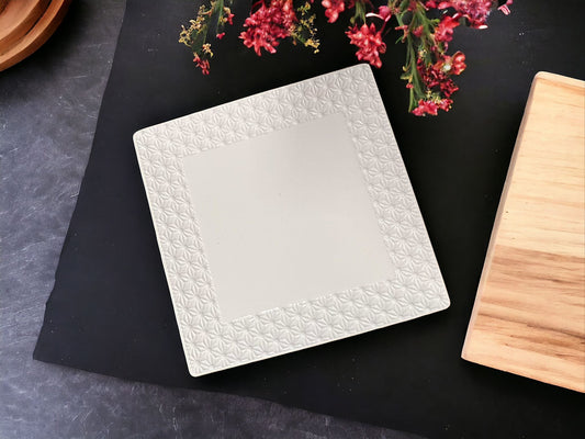 LC546 - White Ceramic square Platter with decor
