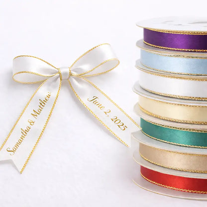 3/8" Personalized satin ribbon Gold Edge