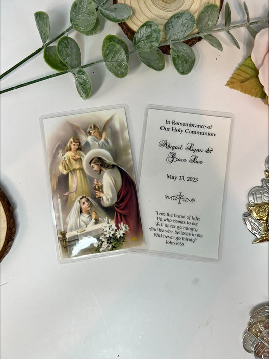 Personalized Italian First Holy Communion Remembrance Cards Communion Girl LOT of 8 cards