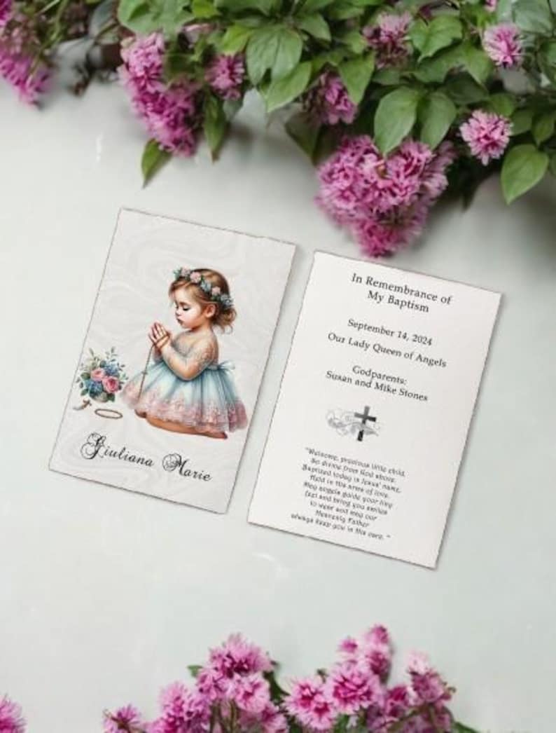Personalized Italian Baptism Remembrance Cards Holy Cards Prayer cards LOT of 8 cards