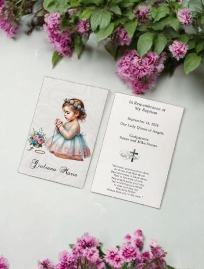 Personalized Italian Baptism Remembrance Cards Holy Cards Prayer cards LOT of 8 cards