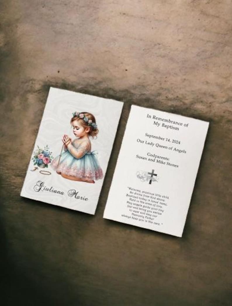 Personalized Italian Baptism Remembrance Cards Holy Cards Prayer cards LOT of 8 cards