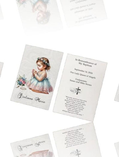 Personalized Italian Baptism Remembrance Cards Holy Cards Prayer cards LOT of 8 cards