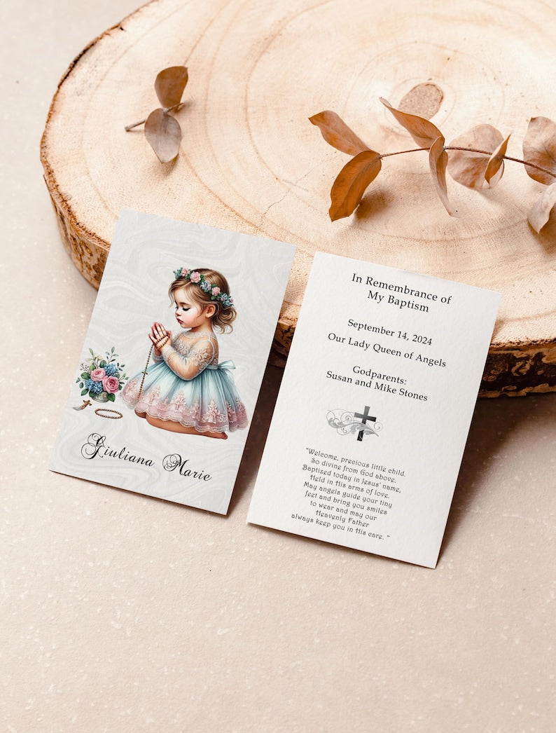 Personalized Italian Baptism Remembrance Cards Holy Cards Prayer cards LOT of 8 cards