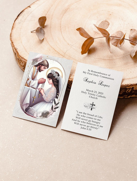 Personalized Italian First Holy Communion Remembrance Cards Communion Girl LOT of 8 cards
