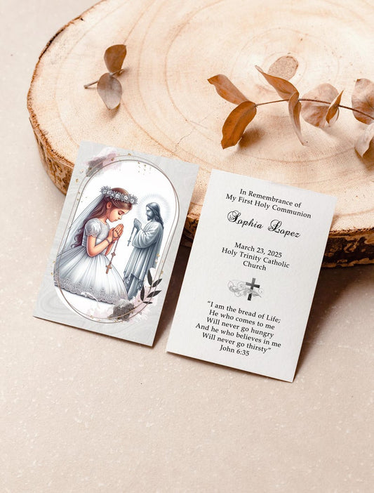 Personalized Italian First Holy Communion Remembrance Cards Communion Girl LOT of 8 cards