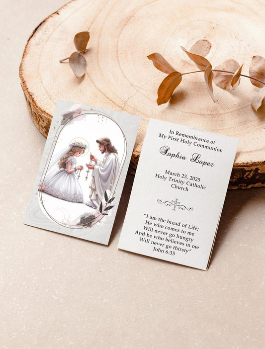 Personalized Italian First Holy Communion Remembrance Cards Communion Girl LOT of 8 cards