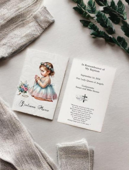 Personalized Italian Baptism Remembrance Cards Holy Cards Prayer cards LOT of 8 cards
