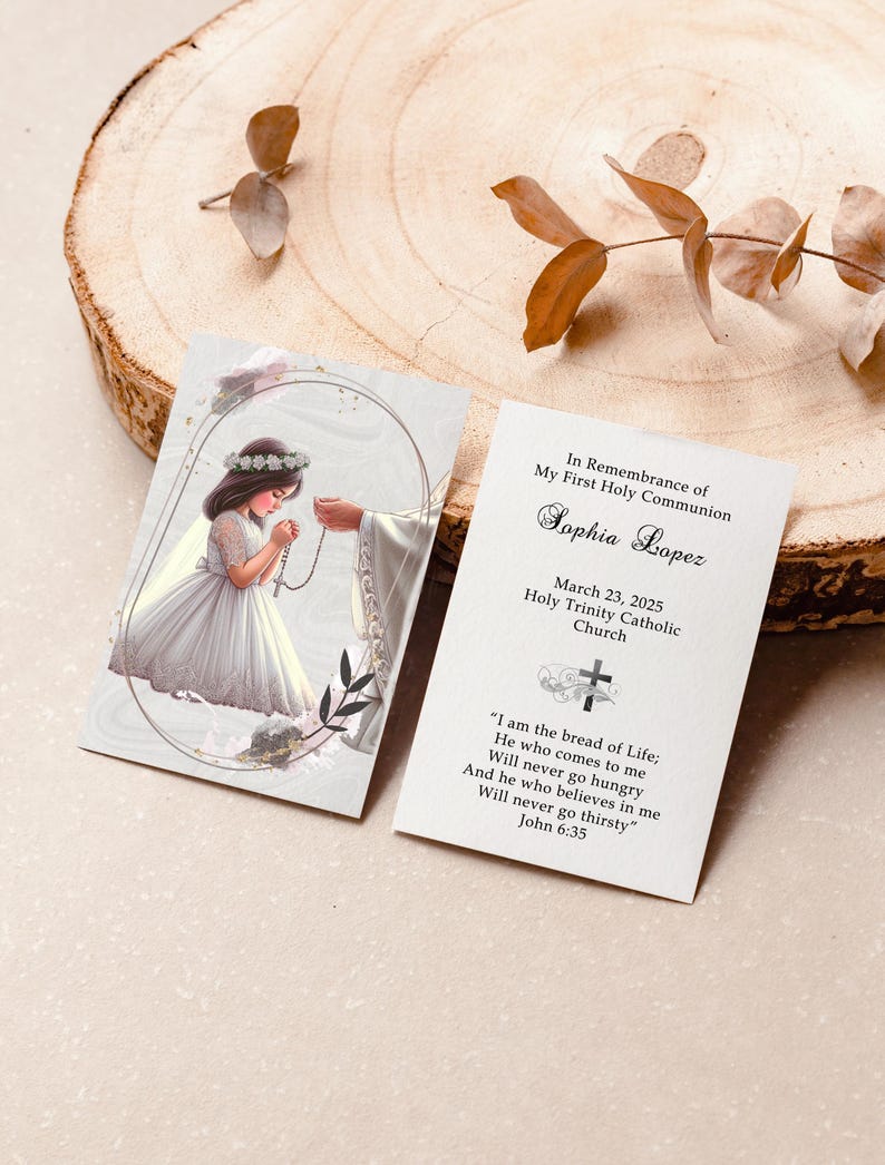Personalized Italian First Holy Communion Remembrance Cards Communion Girl LOT of 8 cards