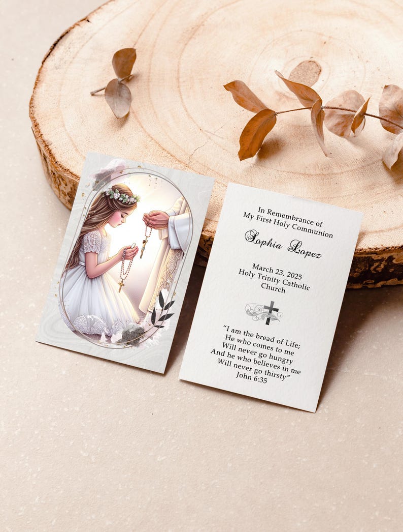 Personalized Italian First Holy Communion Remembrance Cards Communion Girl LOT of 8 cards