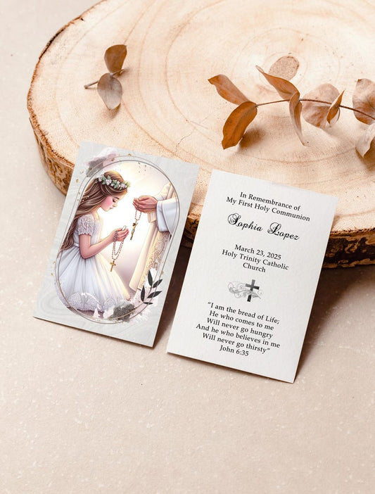 Personalized Italian First Holy Communion Remembrance Cards Communion Girl LOT of 8 cards