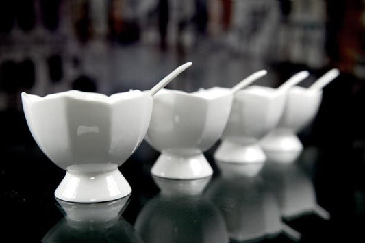 Set of 4 White Ceramic Bowls