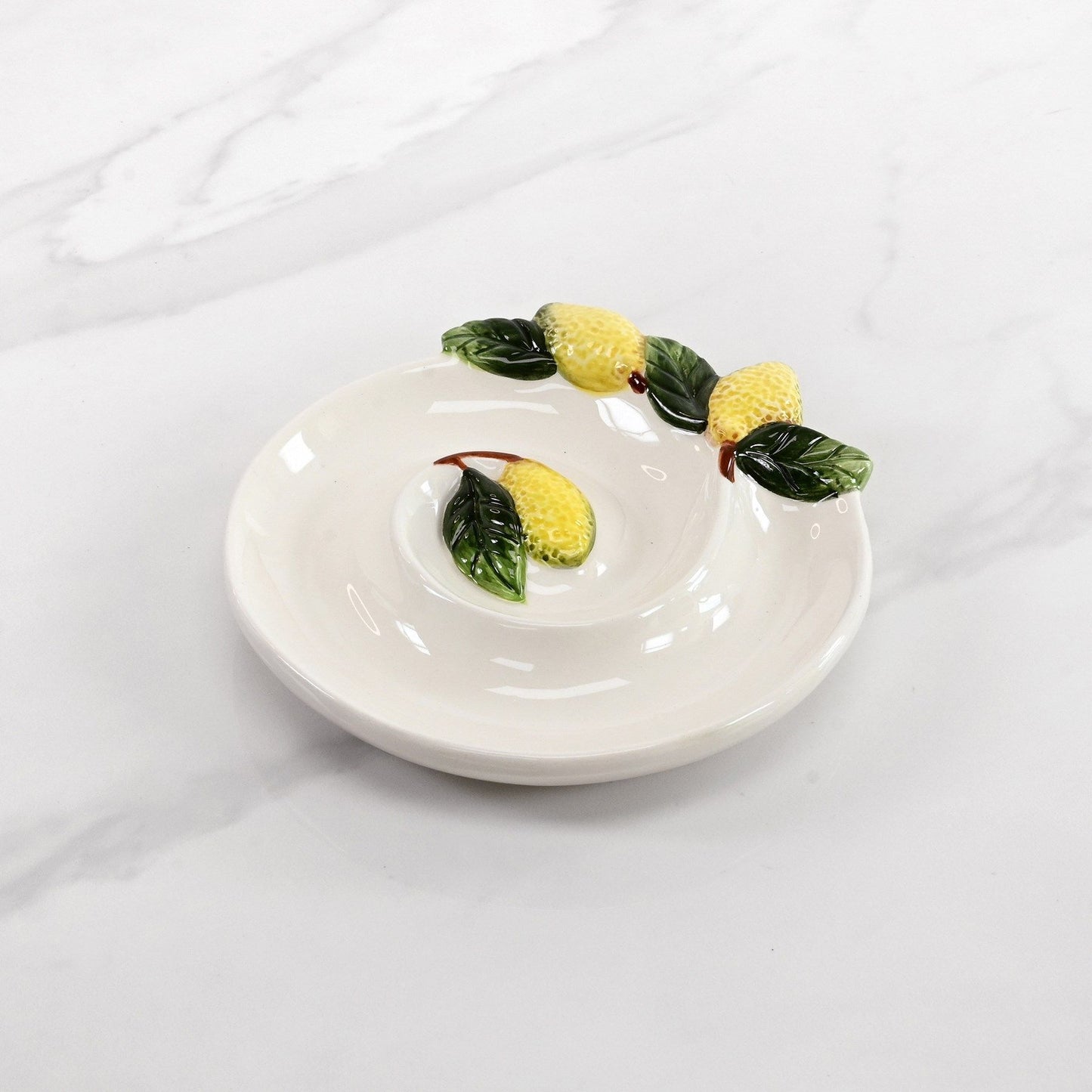 Hand-Painted Lemons Spiral Platter
