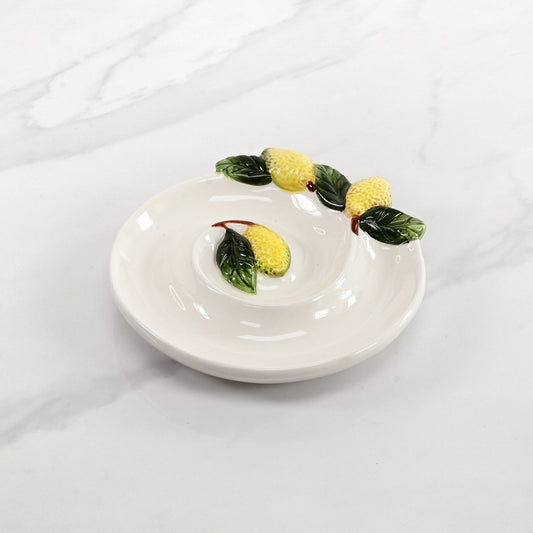 Hand-Painted Lemons Spiral Platter