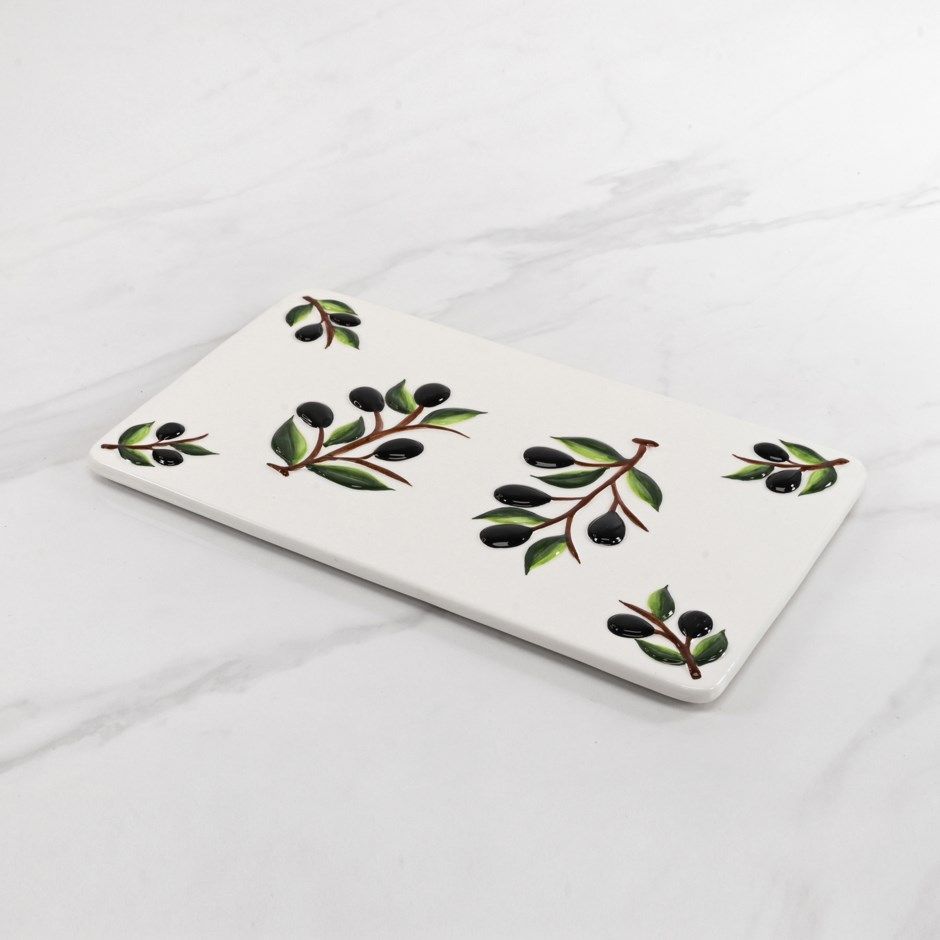Hand-Painted Italian Ceramic Olive Tray