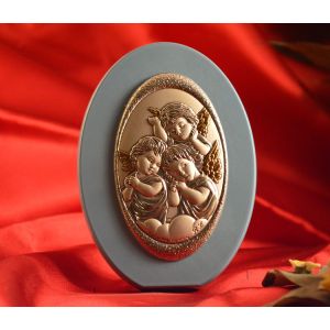 RL1700 Italian Silver Angels Made in Italy icon on a wood stand (Baby Blue)