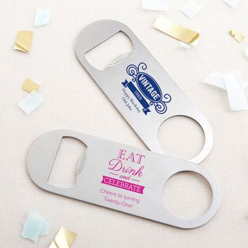 Personalized Silver Oblong Bottle Opener - Birthday