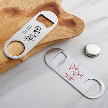 Personalized Silver Oblong Bottle Opener - Wedding