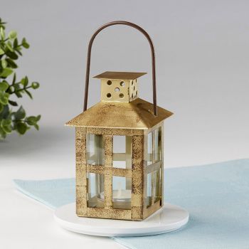 Vintage Antique Gold Distressed Lantern - Small