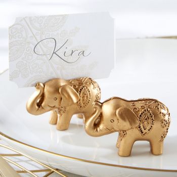 Gold Lucky Elephant Place Card Holder (Set of 6)