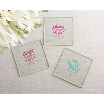 Personalized Glass Coaster - Holiday (Set of 12)
