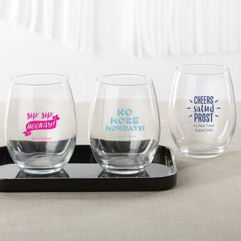 Personalized 9 oz. Stemless Wine Glass - Celebration
