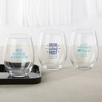 Personalized 15 oz. Stemless Wine Glass - Celebration