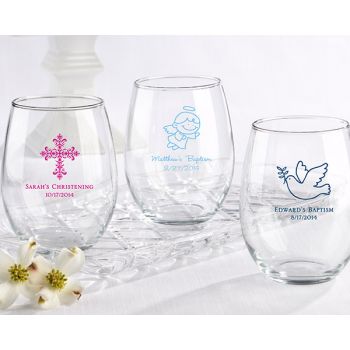 Personalized 15 oz. Stemless Wine Glass - Religious