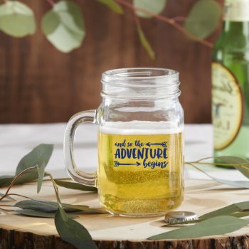12 oz. Mason Jar Mug with Lid - Adventure Begins (Set of 6)