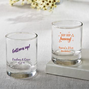 Personalized Celebration Shot Glass / Votive Favors 3.5 oz