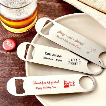 Design your own collection screen printed  7 inch stainless steel bartenders bottle opener