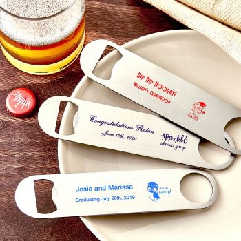 Design your own collection 7 inch  screen printed stainless steel bartenders bottle opener