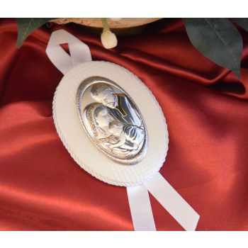 56CRW Made in Italy Holy Family hanging icon white 