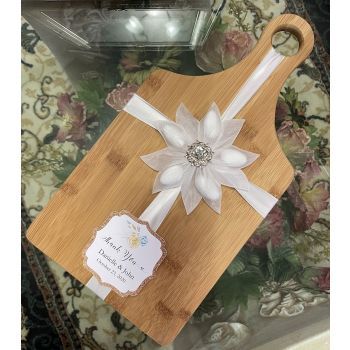 CB103 Bamboo Cutting Board with Confetti flower and tag