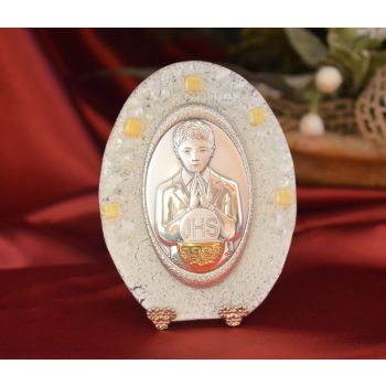 63MUR Made in Italy First Communion Boy on a Murano Glass Stand 